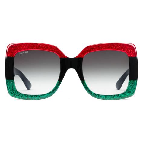 gucci glitter oversized round sunglasses red/green/black|gucci bedazzled sunglasses.